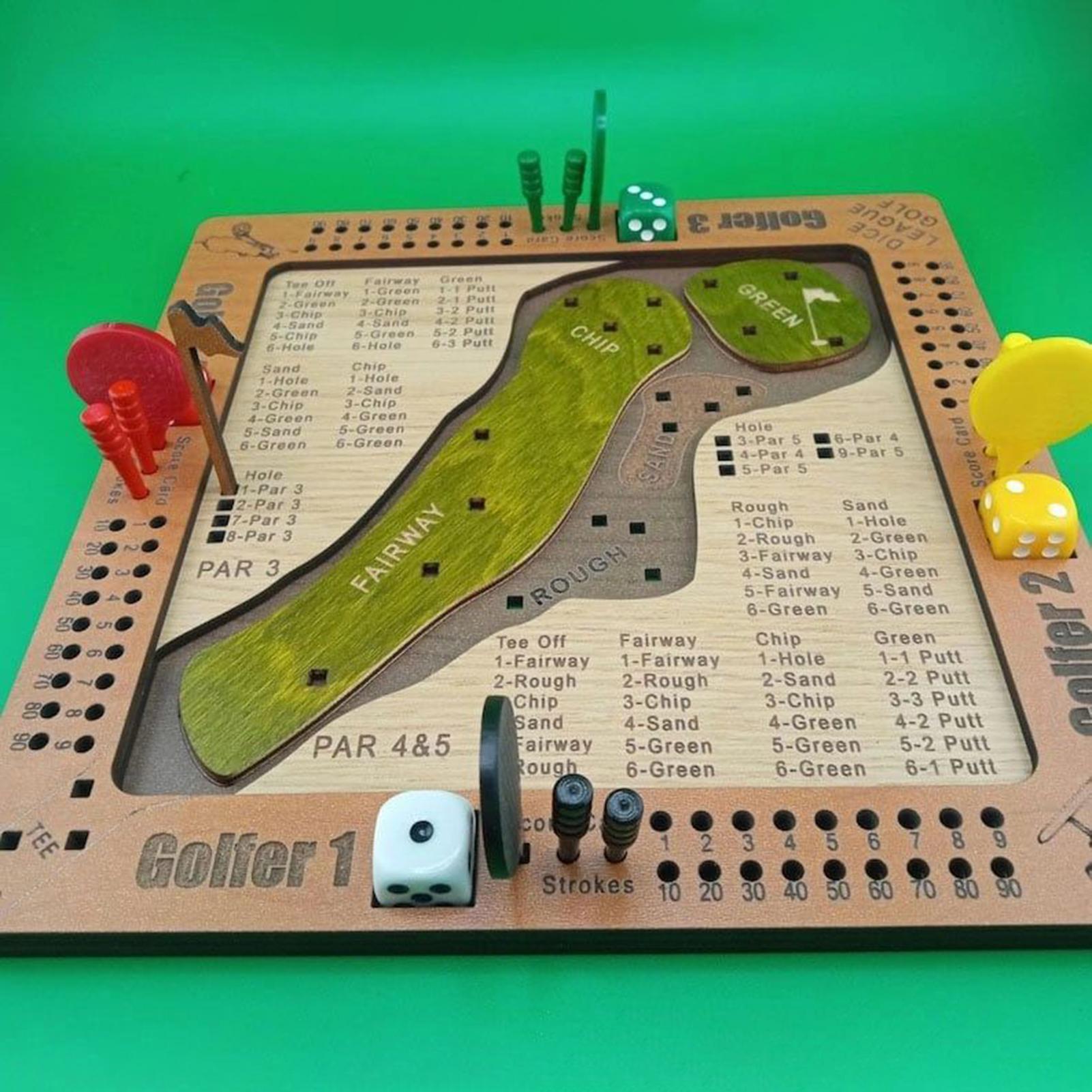 Party Games Console - ゴルフダイスゲーム 木製 挑戦的なゴルフおもちゃ パーティーゲーム 1～4人用 大人