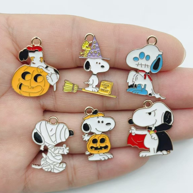Party Games Game - 10 個かわいいハロウィン漫画子犬合金エナメルチャームカボチャペンダント DIY ジュエリー作成アクセサリー