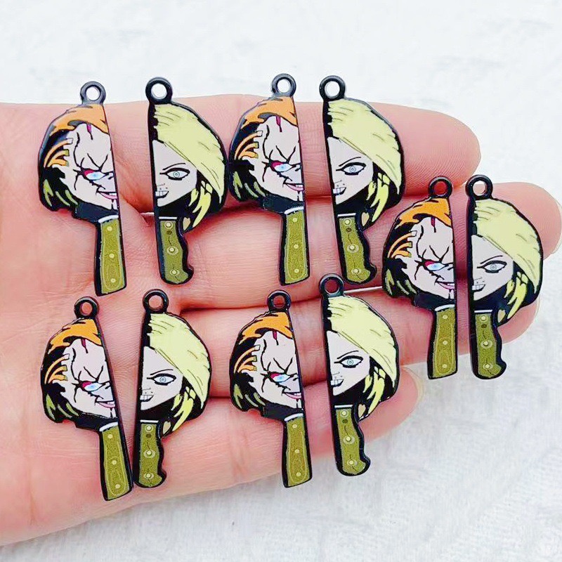 Party Games Game - 10 個漫画ピエロ面白いカップル片面アクリルジュエリー DIY アクセサリーバッグキーホルダーペンダント