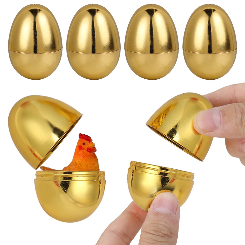Party Games Easter For Kids - 6個入り ゴールデンイースターエッグ プラスチックギフトボックス 空のイースターエッグ パーティーゲーム賞品 子供のおもちゃ