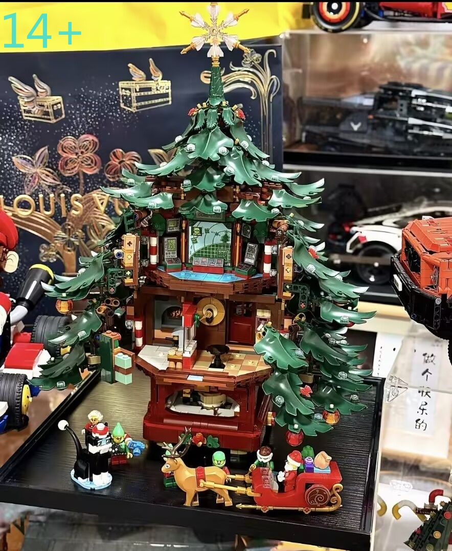 Party Games Christmas - 最も安価な3171ピースのクリスマスツリー装飾用ブロックモデル。子供向けのDIYおもちゃ、誕生日プレゼントに最適。