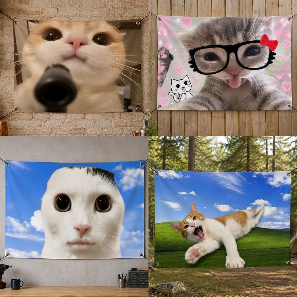 Party Games Popular - インターネットで人気のミーム、おもしろい猫のミーム、旗、バナー。寝室、寮、パーティー、自宅、リビングルーム、ゲームルームの装飾やプレゼントに最適。