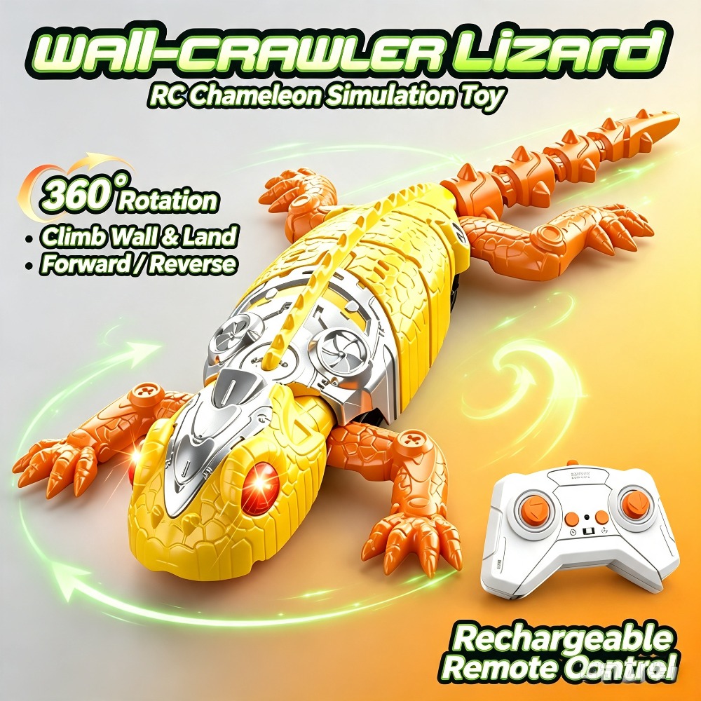 Party Games Christmas - 電動リモコン動物玩具 壁登りシミュレーショントカゲ バイオミメティックカメレオン 転倒防止設計 クリスマスギフト