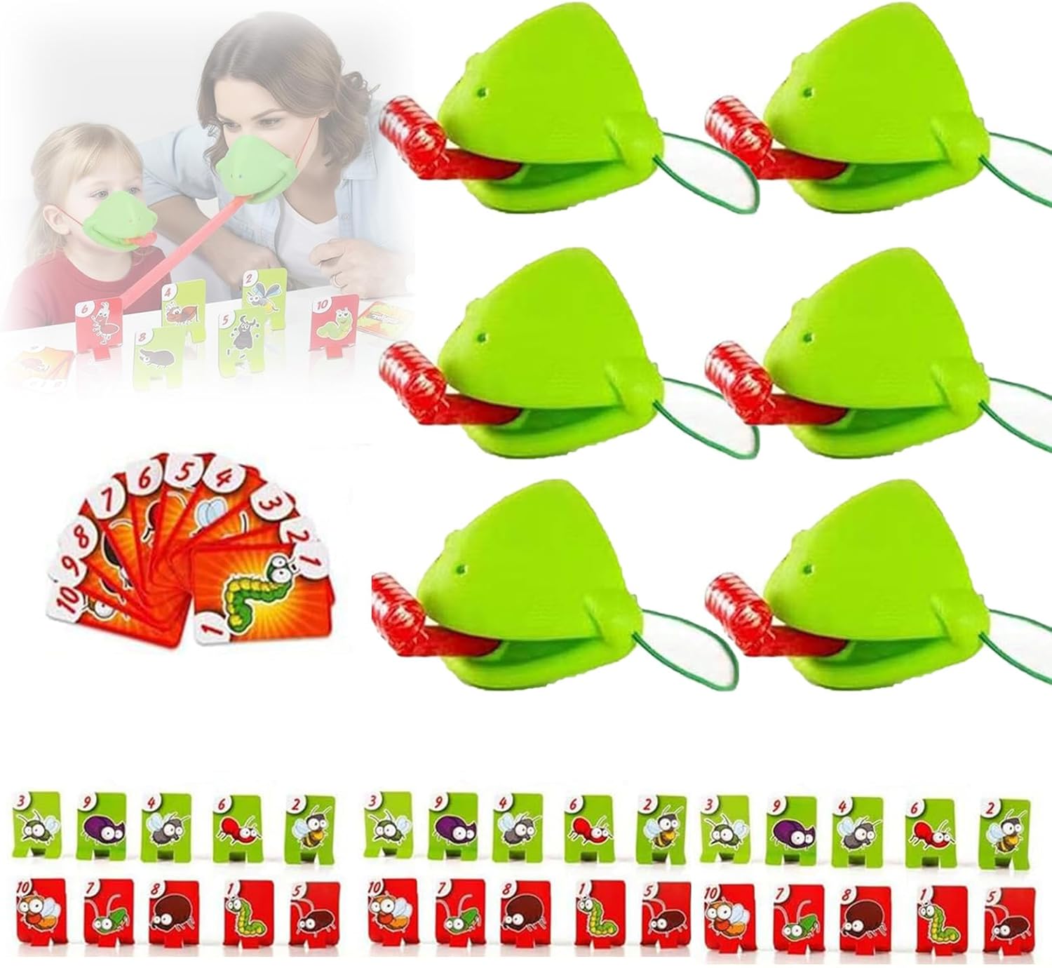6セット カメレオン舌射撃ゲーム、子供用口マスク付きカエル舌 - Party Games Easter For Kids のレビューと価格