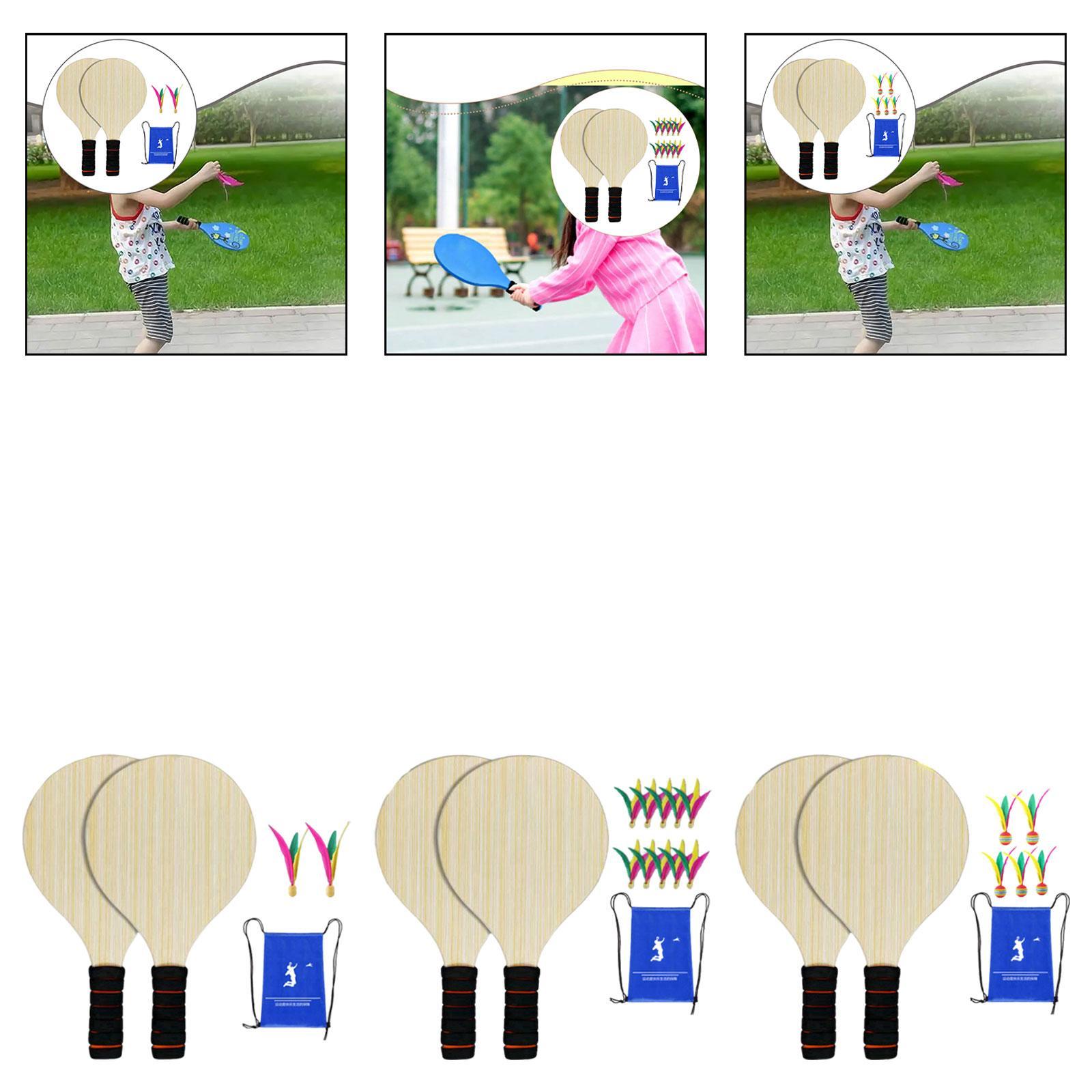 2ピース木製バドミントンラケットセット、ピクルボールゲーム用 - Badminton Set Garden のレビューと価格